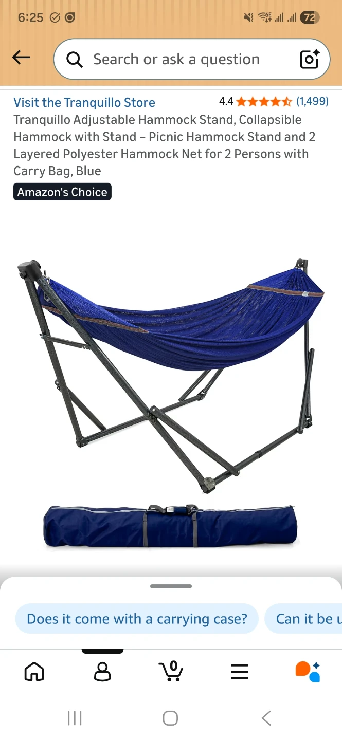 Tranquillo Adjustable Hammock Stand with Net and Carry Bag, Blue