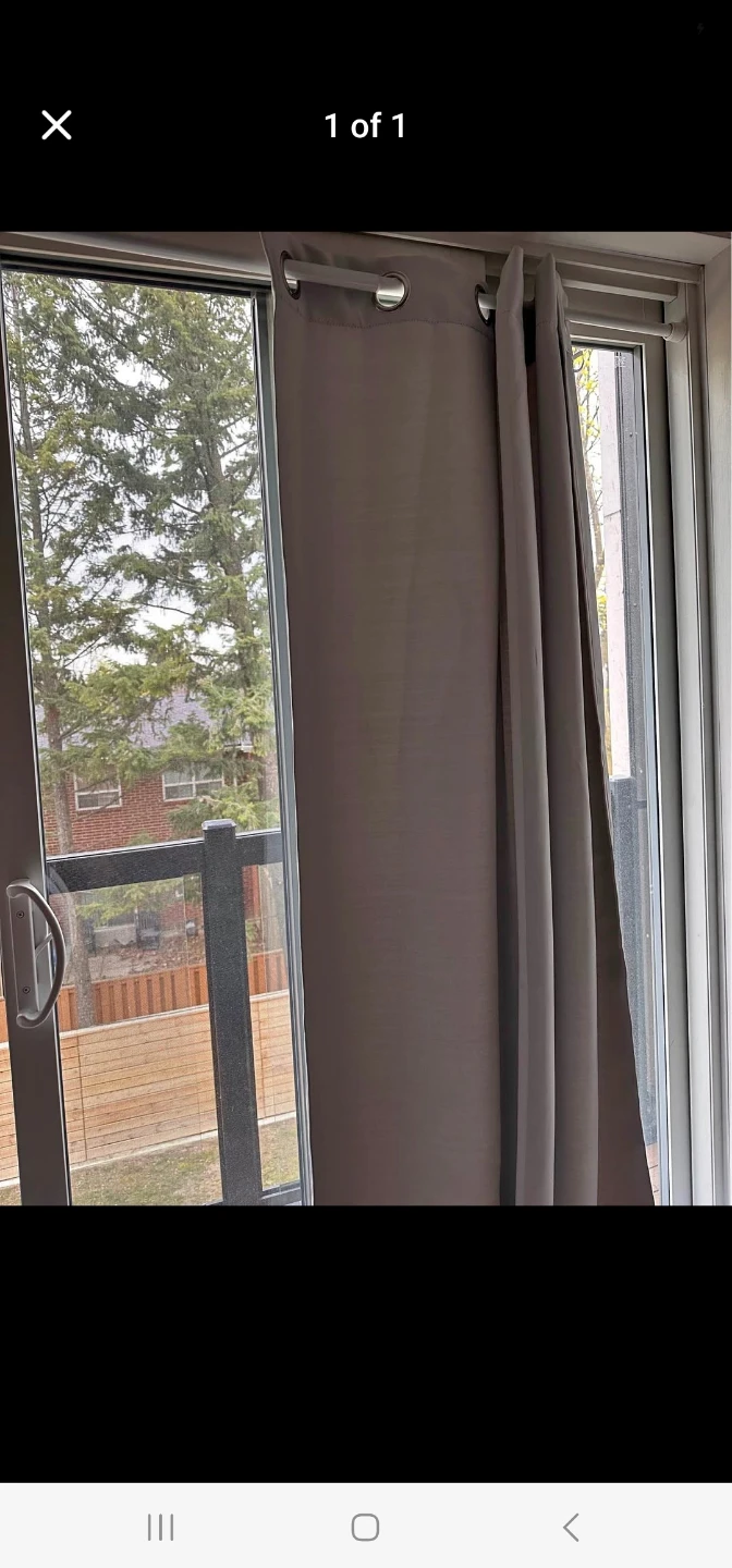 Grey Grommet Curtain Panel and rod