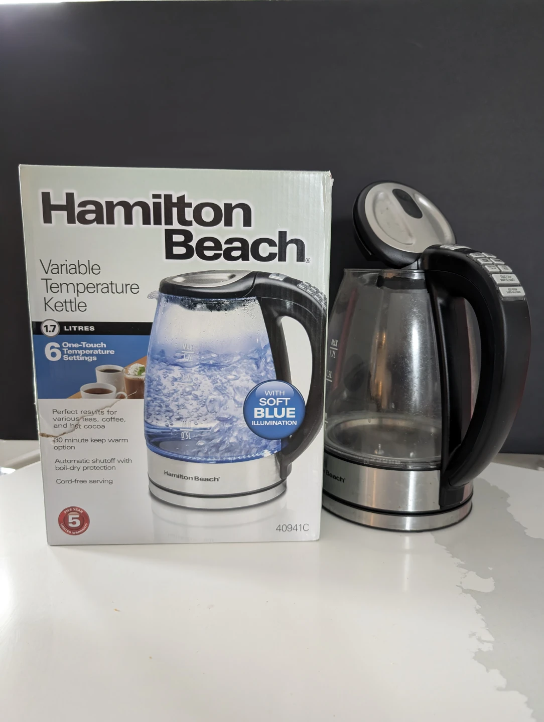 Hamilton Beach Variable Temperature Kettle 1.7L Glass