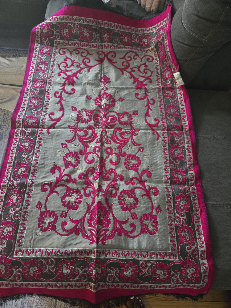 Pink and Gray Floral Prayer Mat / Tapestry