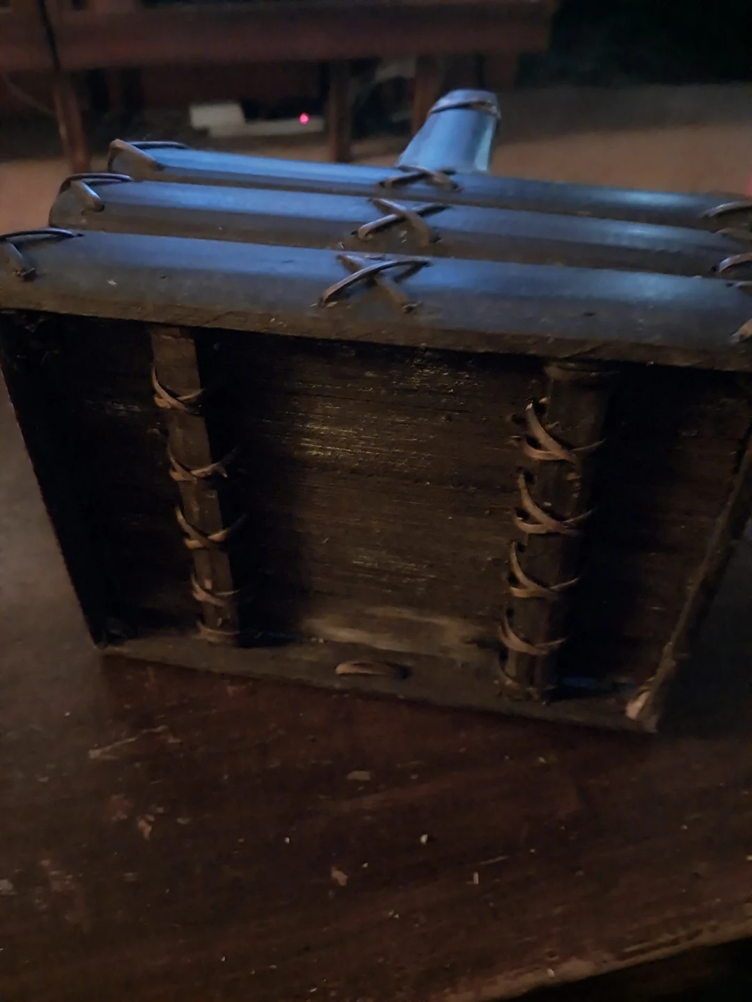 Rustic Wooden Storage Box with Handle - photo 2