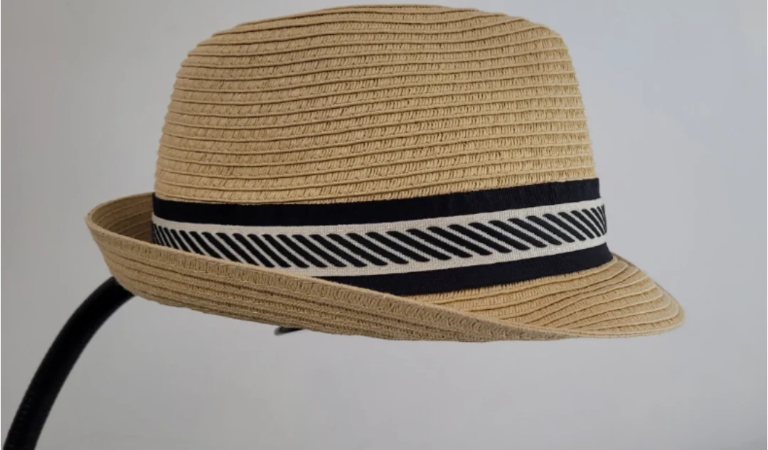 MINISO Straw Fedora Hat with Black and White Band - photo 2
