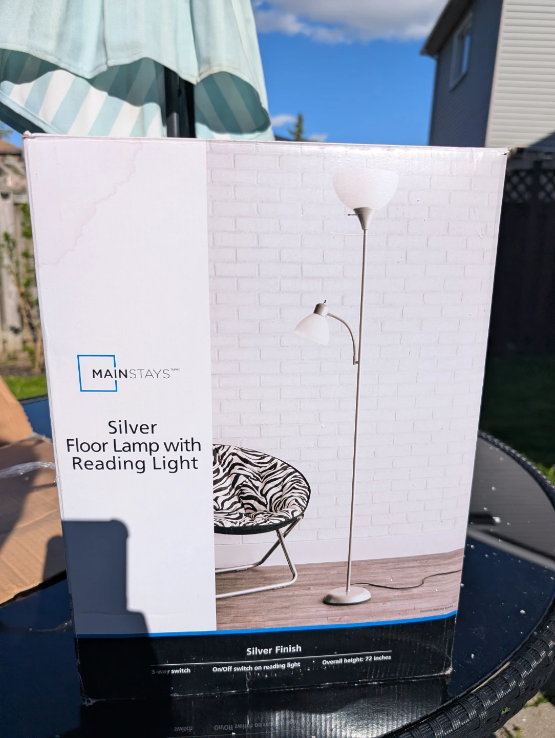 Mainstays Silver Floor Lamp with Reading Light