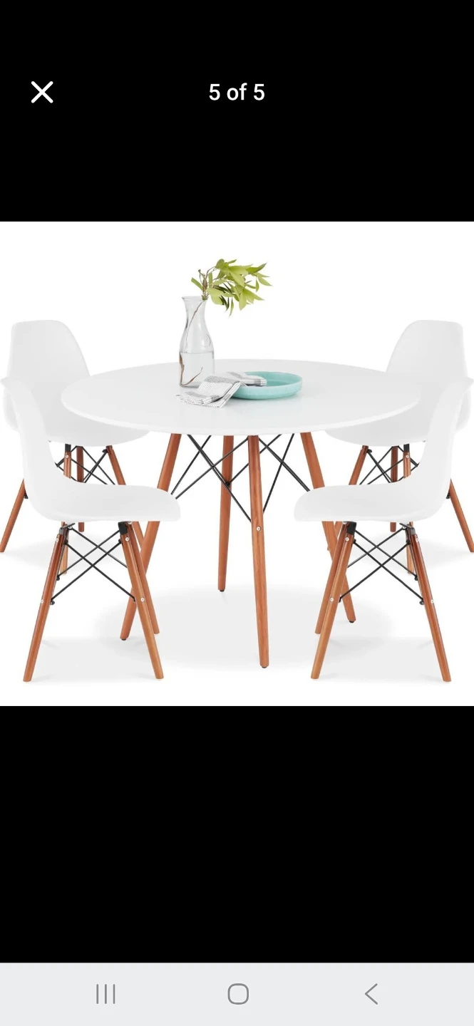 Brand new White Round Dining Table with 4 Chairs