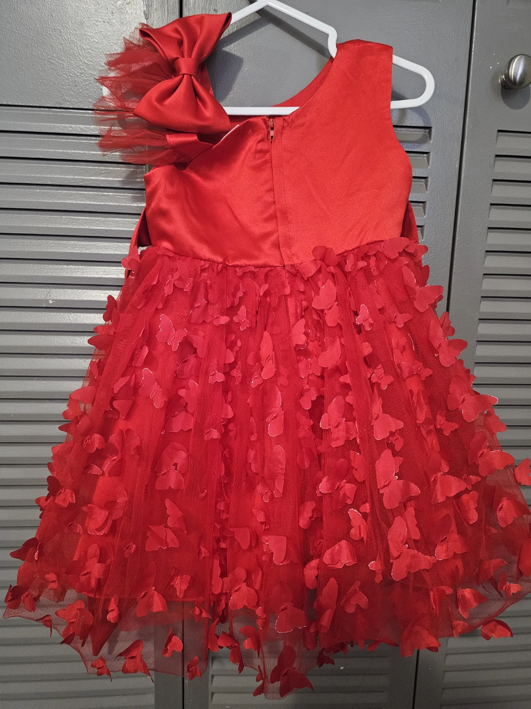 Red Butterfly Dress with Bow Detail