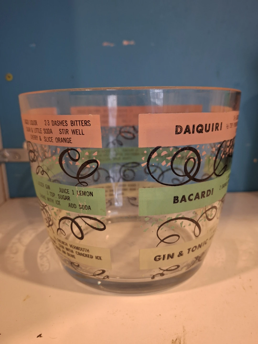 Vintage Cocktail Recipe Mixing Bowl