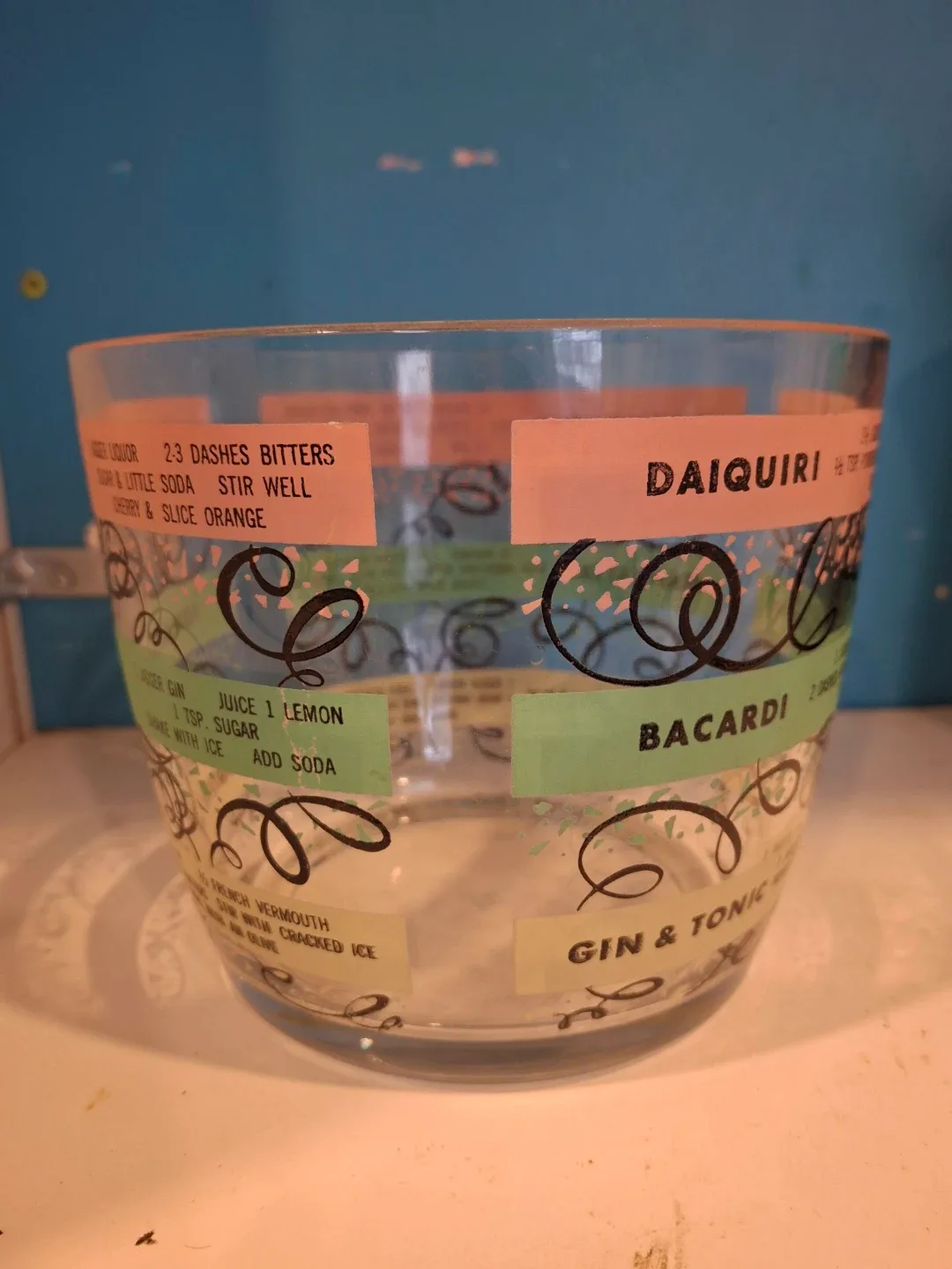 Vintage Cocktail Recipe Mixing Bowl