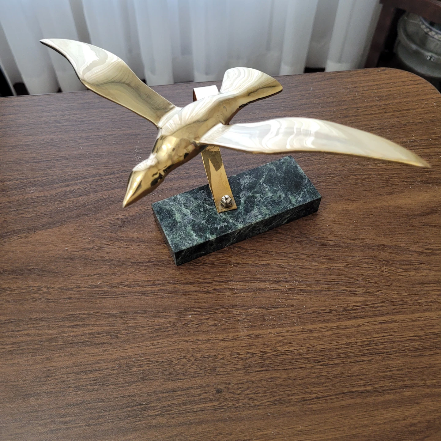 Brass Bird Sculpture on Marble Base - photo 2