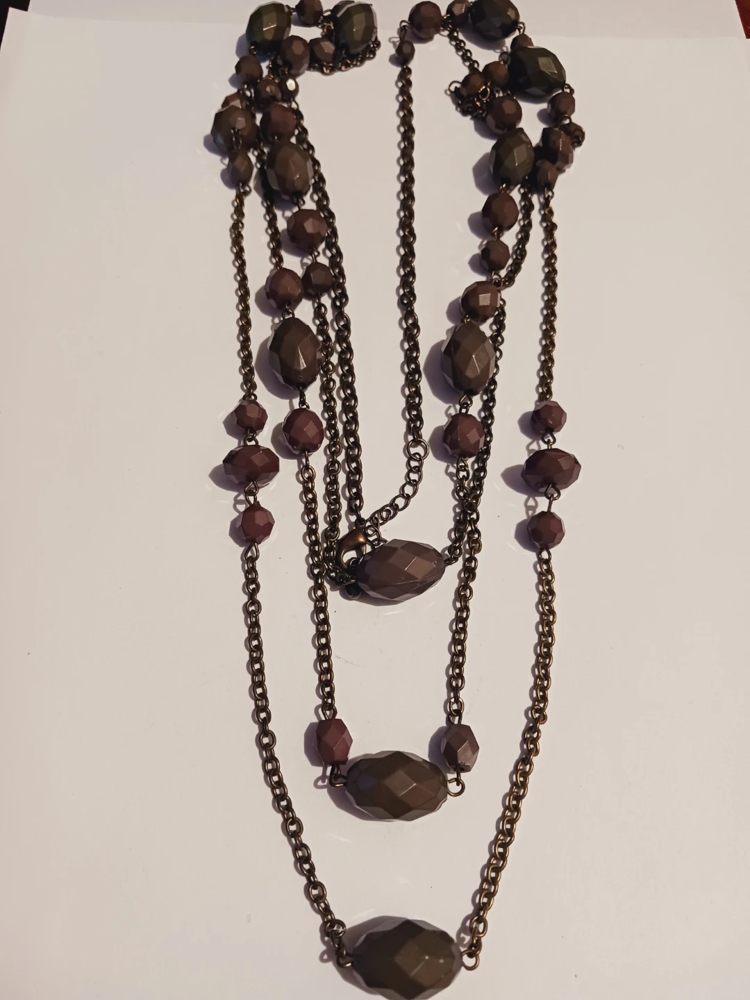 New !! Beautiful Green & Brown Beaded Necklace