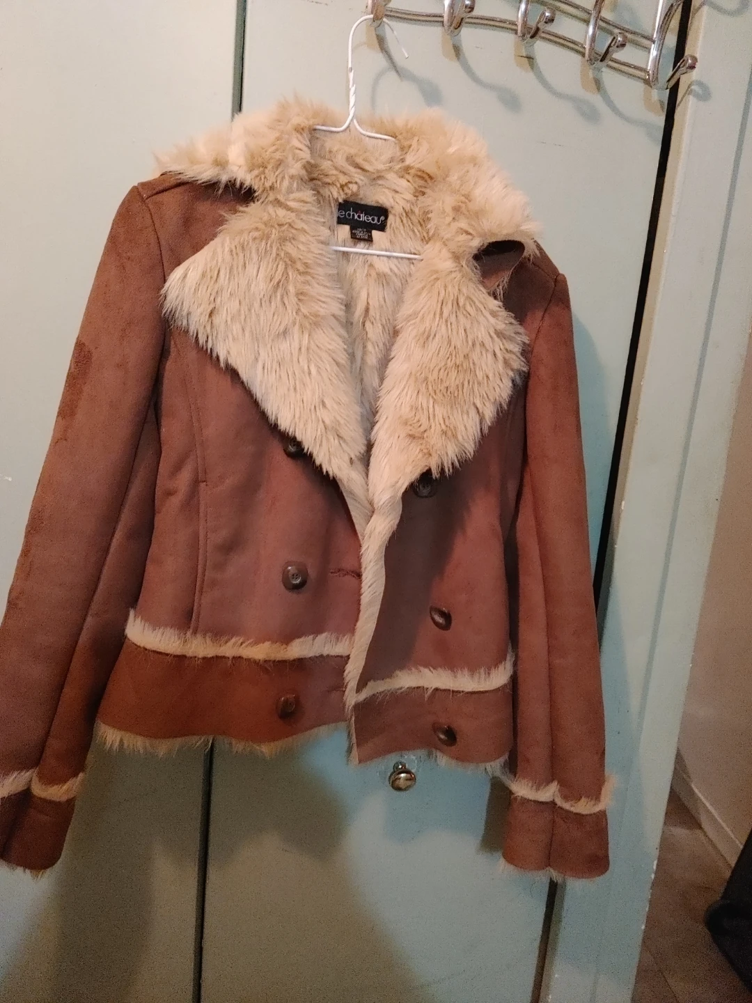 Le Chateau Brown Suede Faux Fur Trim Jacket - XS/TP