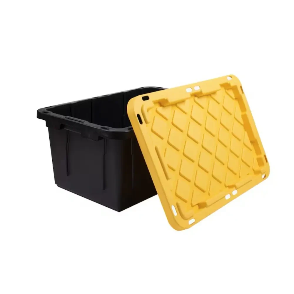Black Storage Tote with Yellow Lid - 4 available
