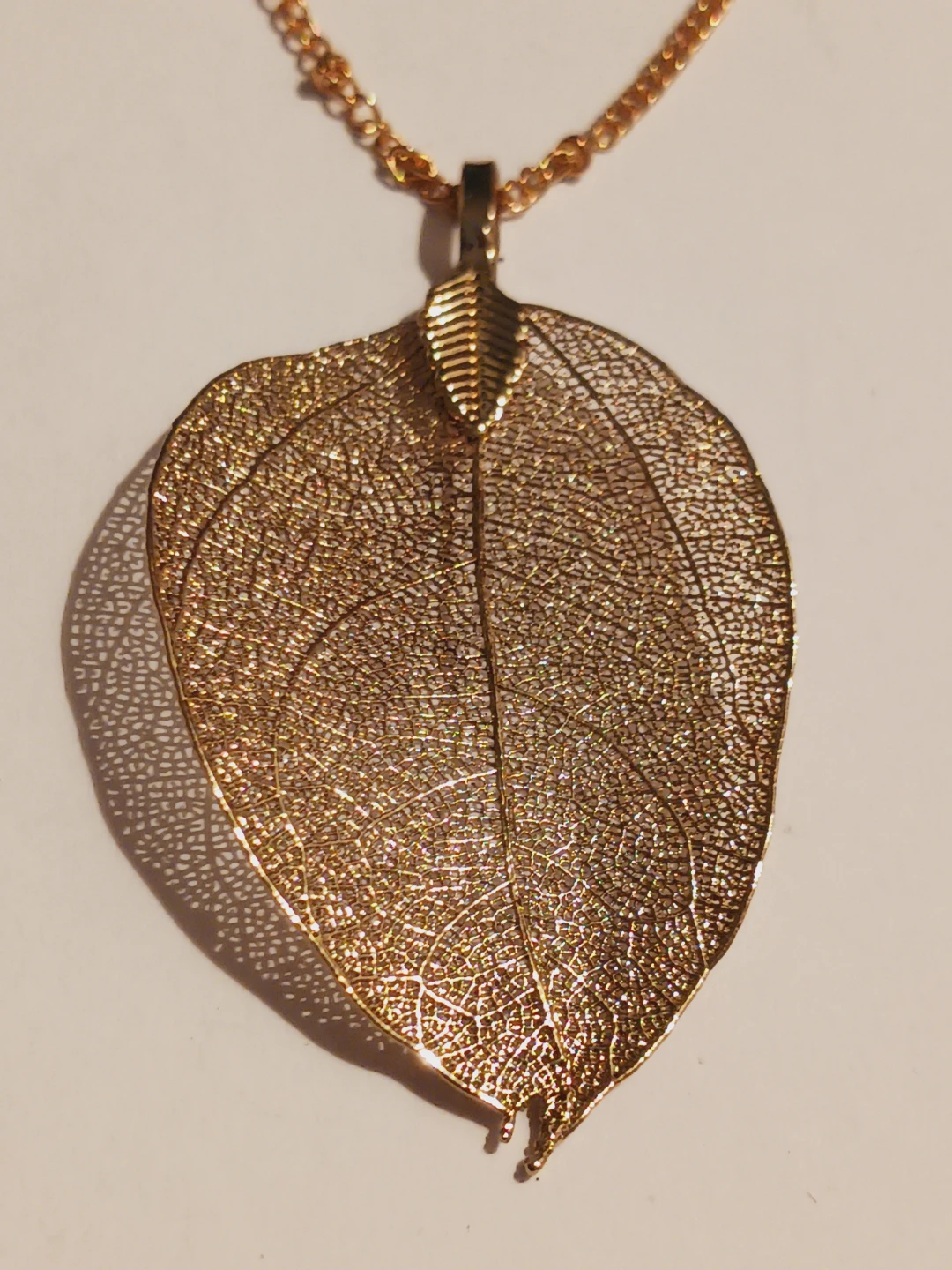 Gold Tone Leaf Pendant with Necklace - photo 3