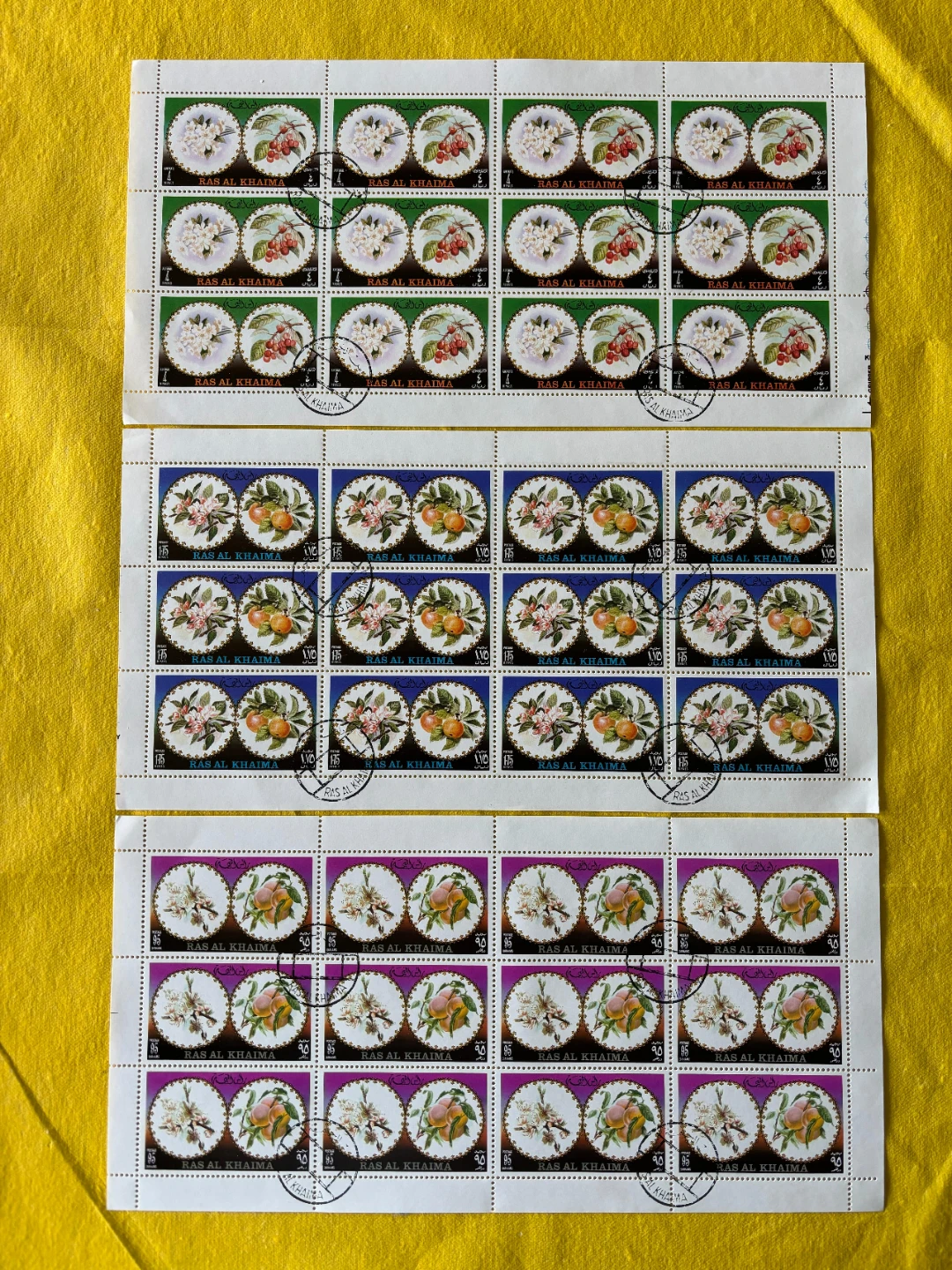 Stamp sheets set (3x) Ras Al Khaima Porcelain