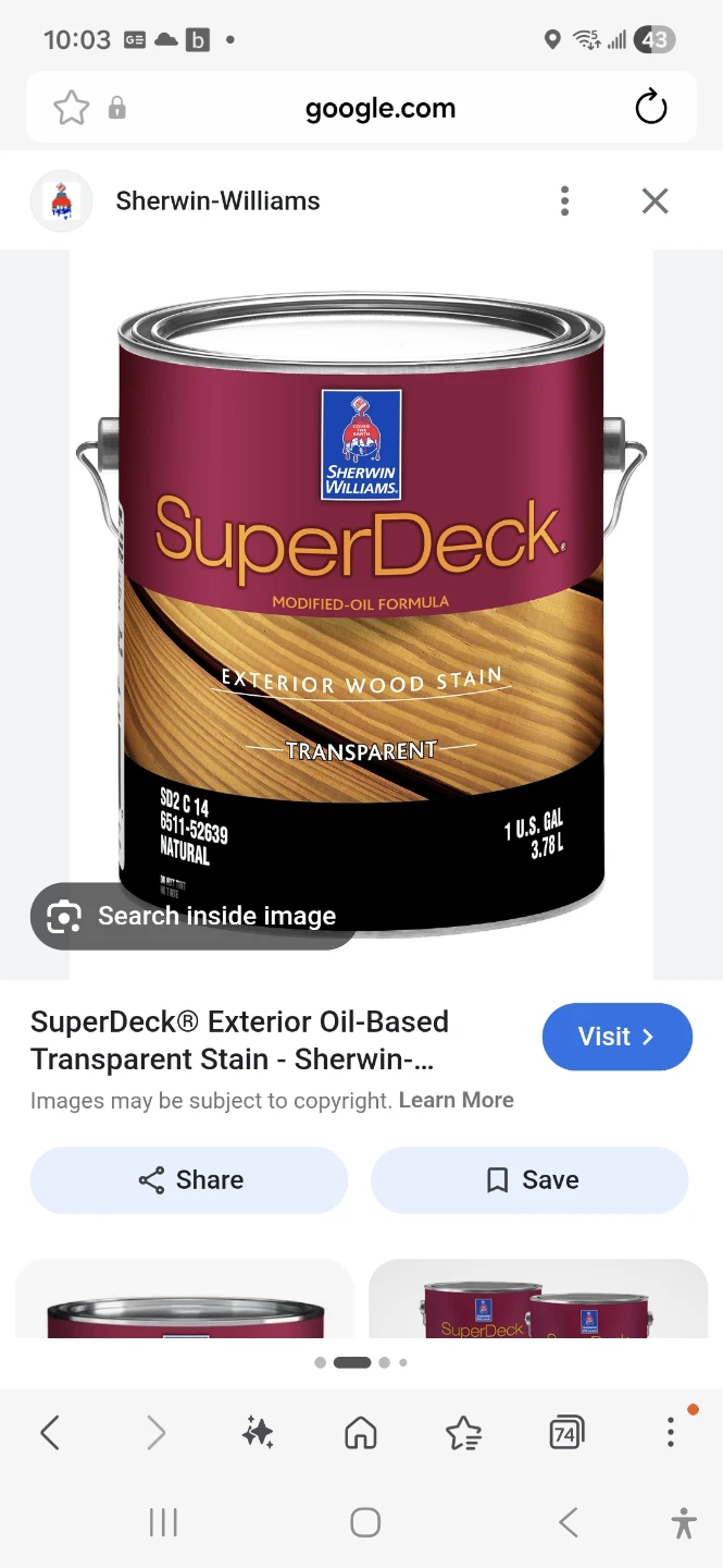 Sherwin-Williams SuperDeck Exterior Wood Stain - Transparent