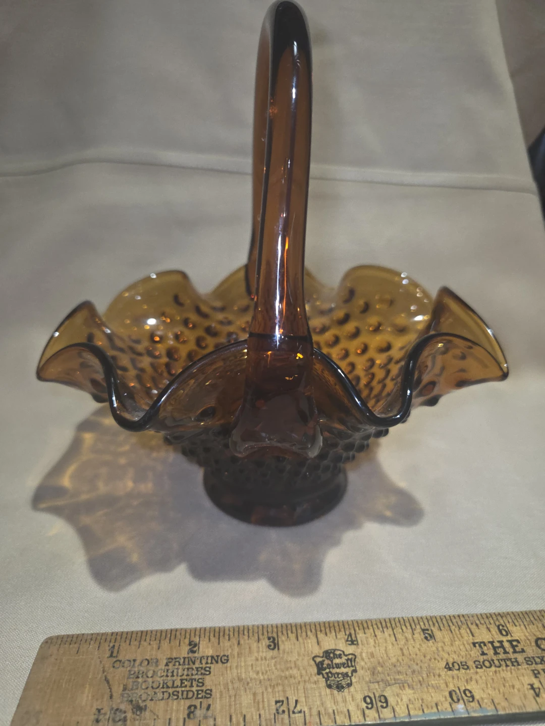 Hobnail Amber Glass Basket - photo 4