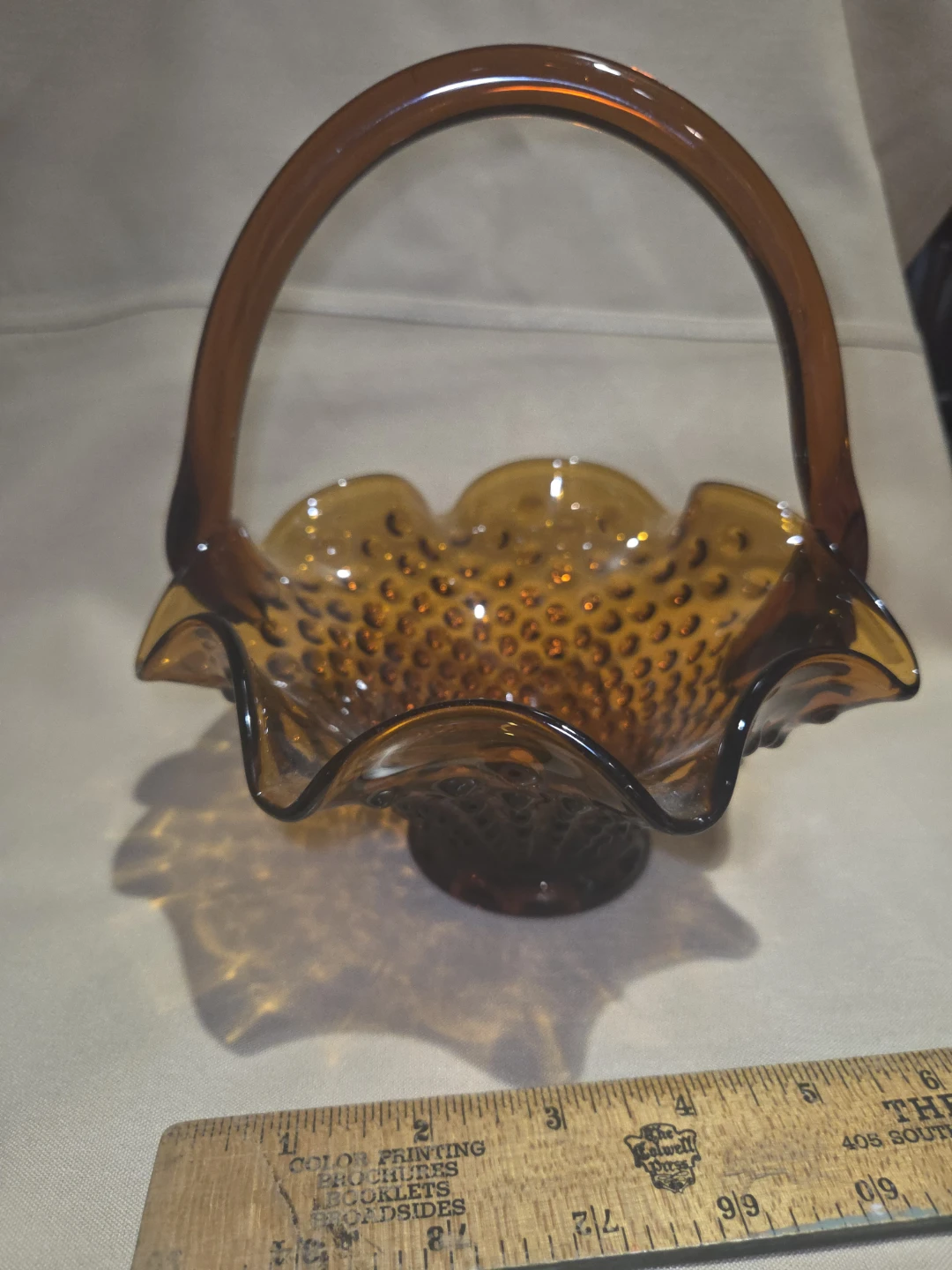 Hobnail Amber Glass Basket - photo 5