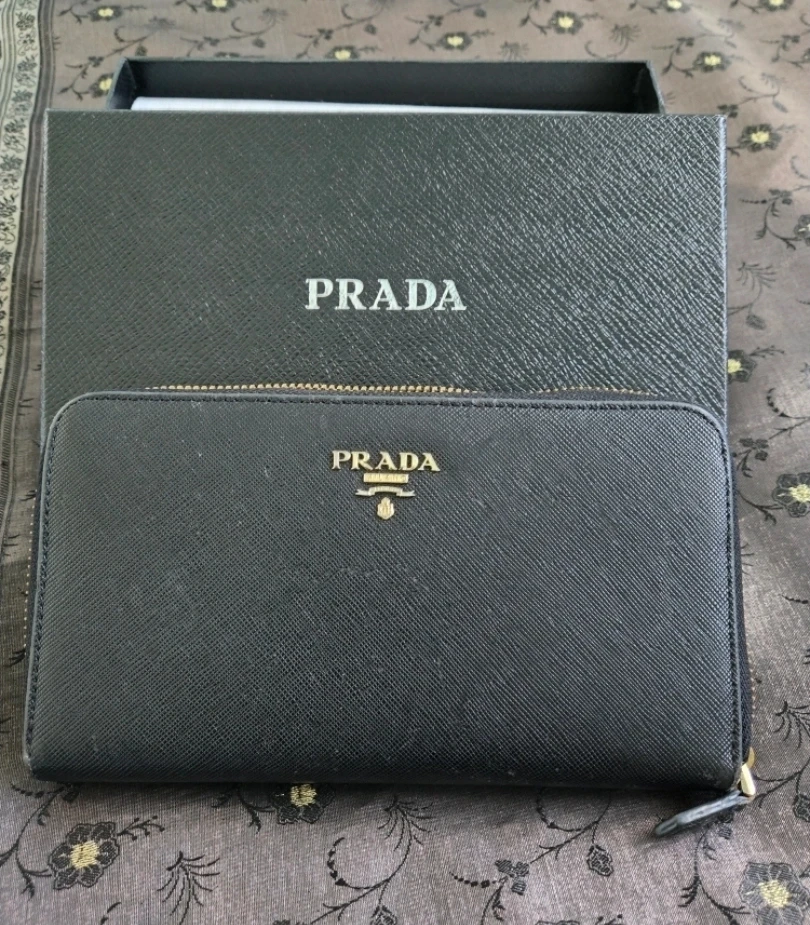 PRADA Black Saffiano Leather Zip-Around Wallet - photo 2