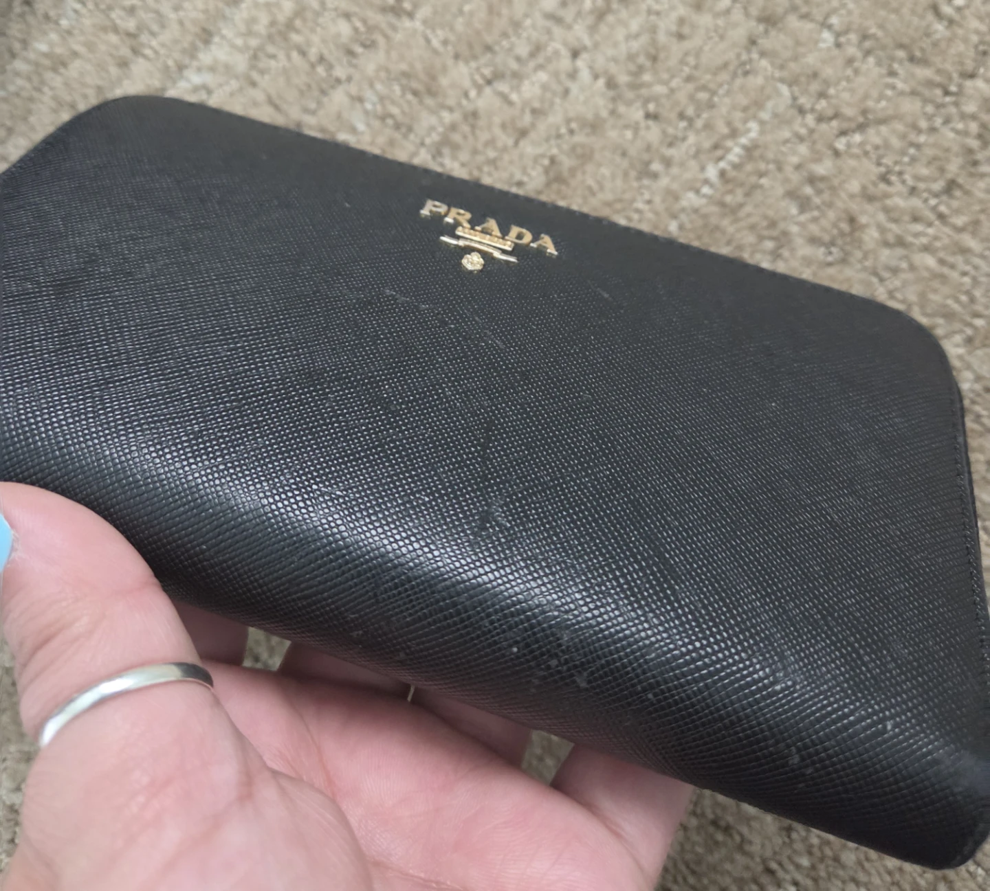 PRADA Black Saffiano Leather Zip-Around Wallet - photo 3