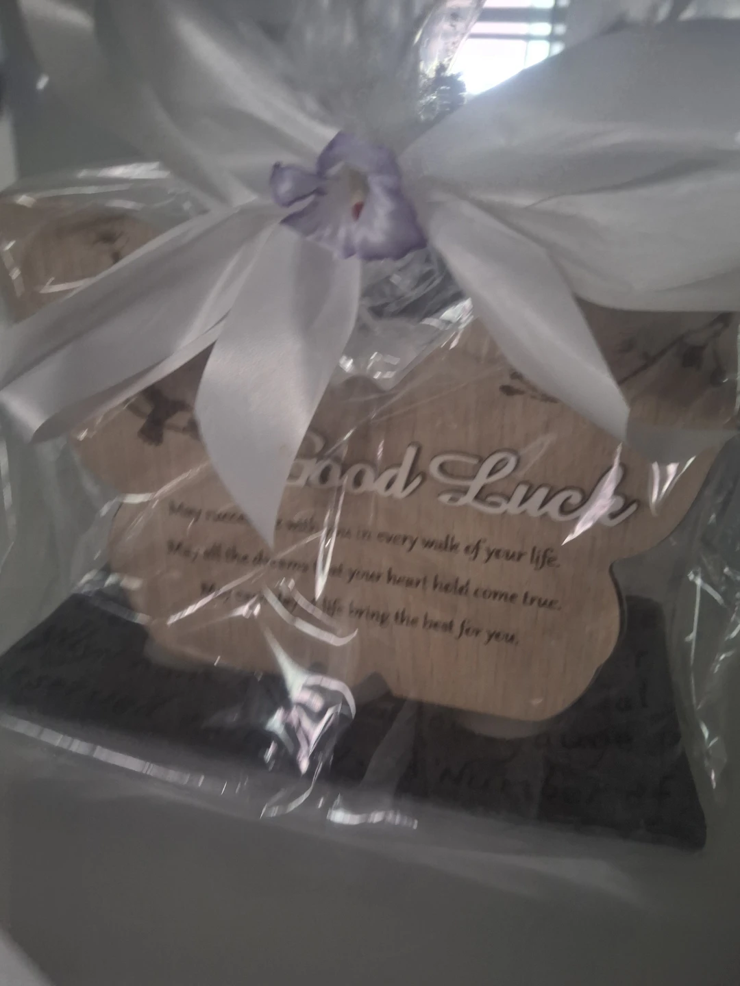 Good Luck Wooden Plaque Gift Set with candel