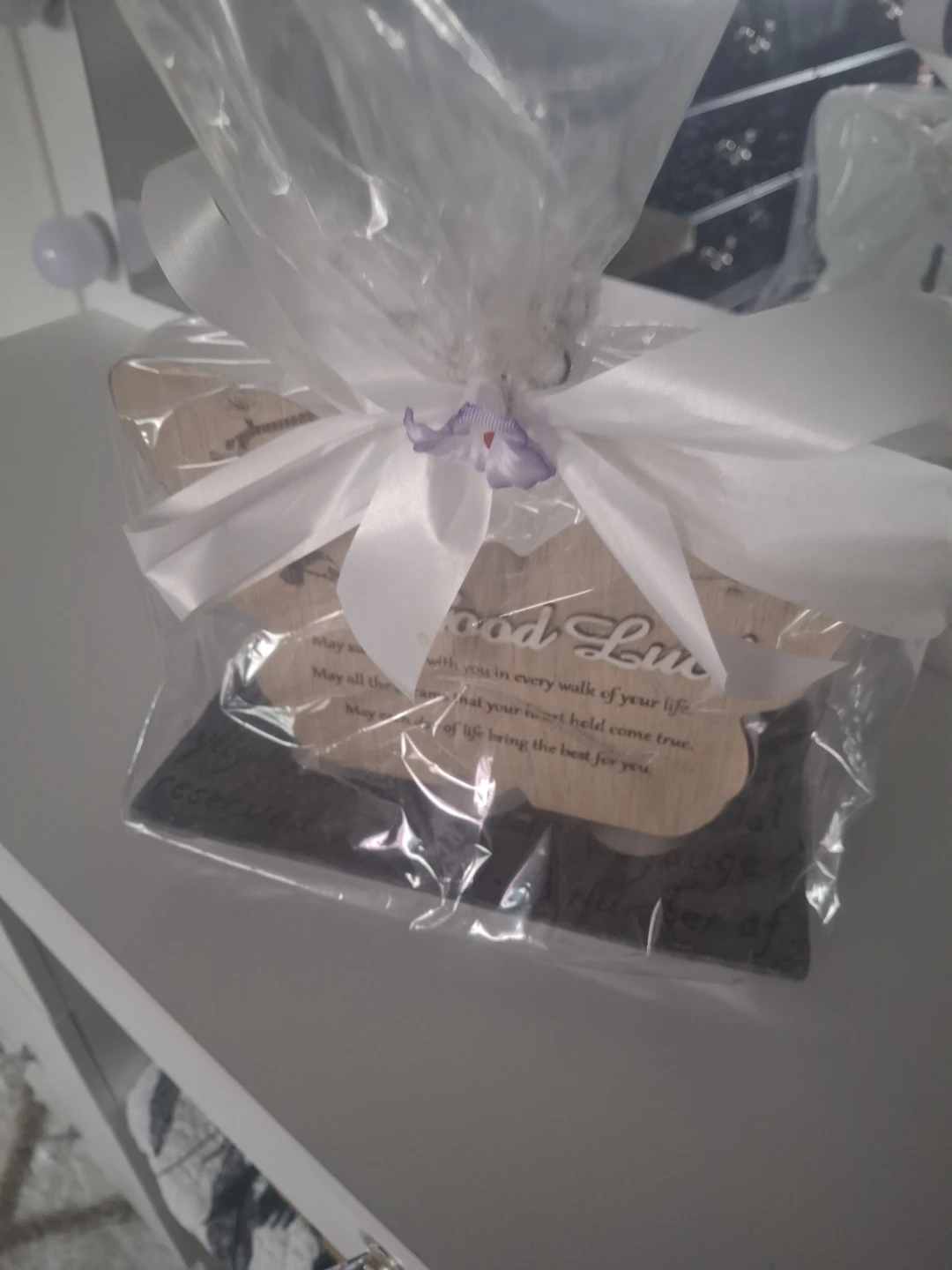 Good Luck Wooden Plaque Gift Set with candel - photo 3