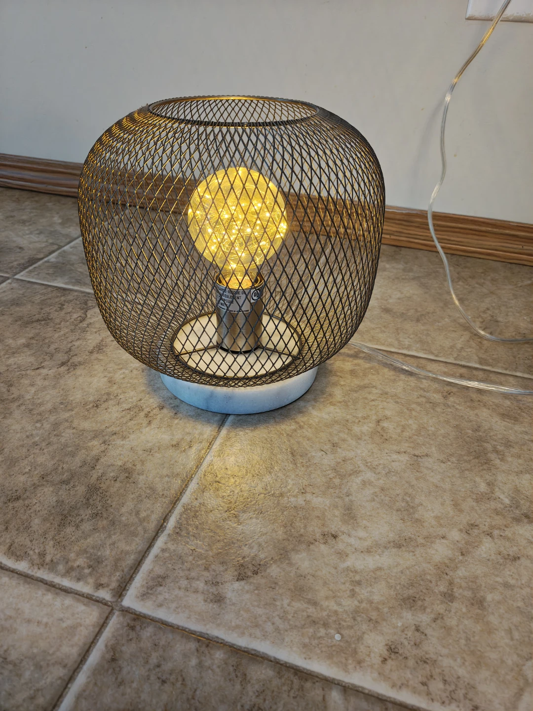 Wire Mesh Globe Table Lamp with LED Bulb - photo 5