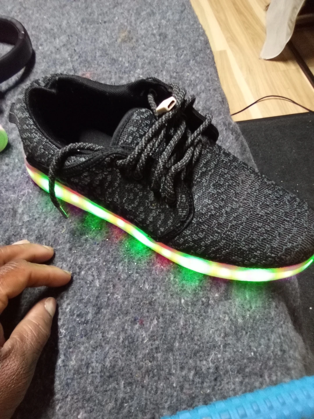 Men's Black Knit LED Light-Up Sneakers