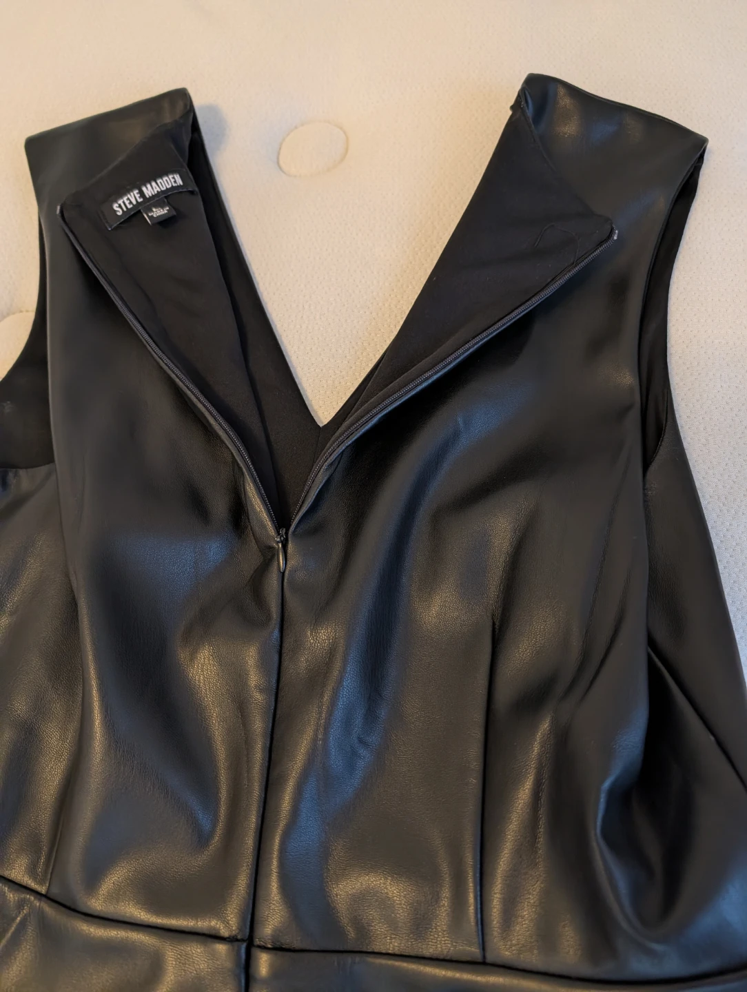 Steve Madden Black Faux Leather A-Line Dress - Size L - photo 5