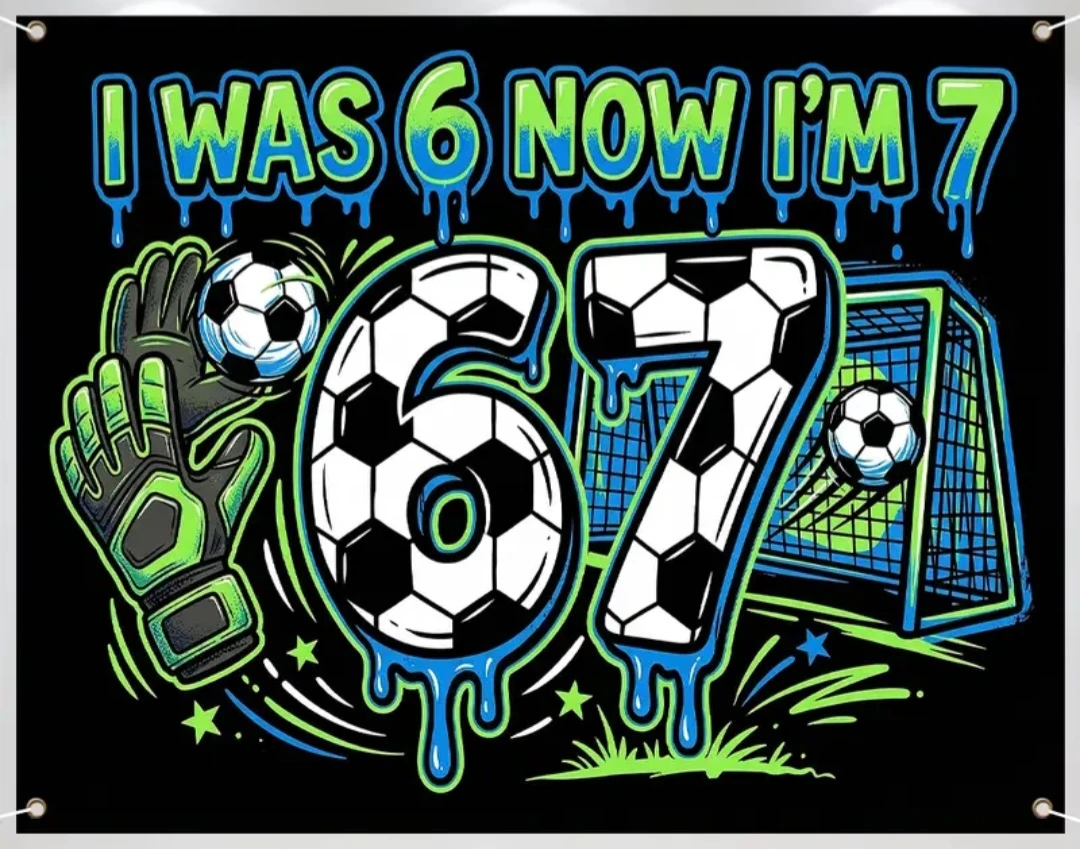 Birthday Banner - "I Was 6 Now I'm 7" Soccer Theme