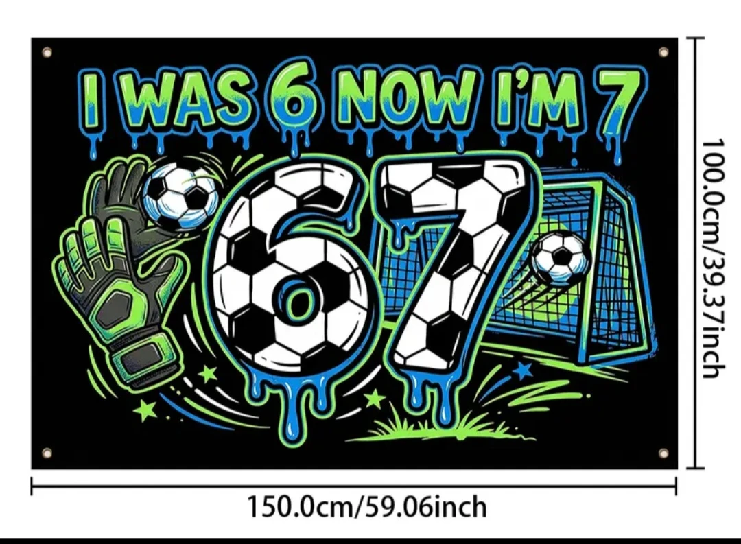 Birthday Banner - "I Was 6 Now I'm 7" Soccer Theme - photo 2