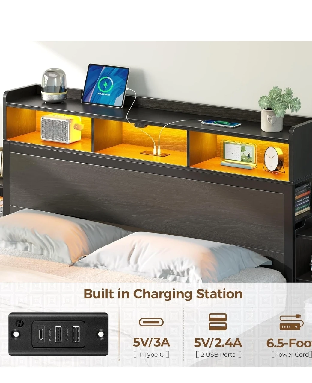 MOVING SALE- Queen Size LED Bed Frame with Storage - photo 5