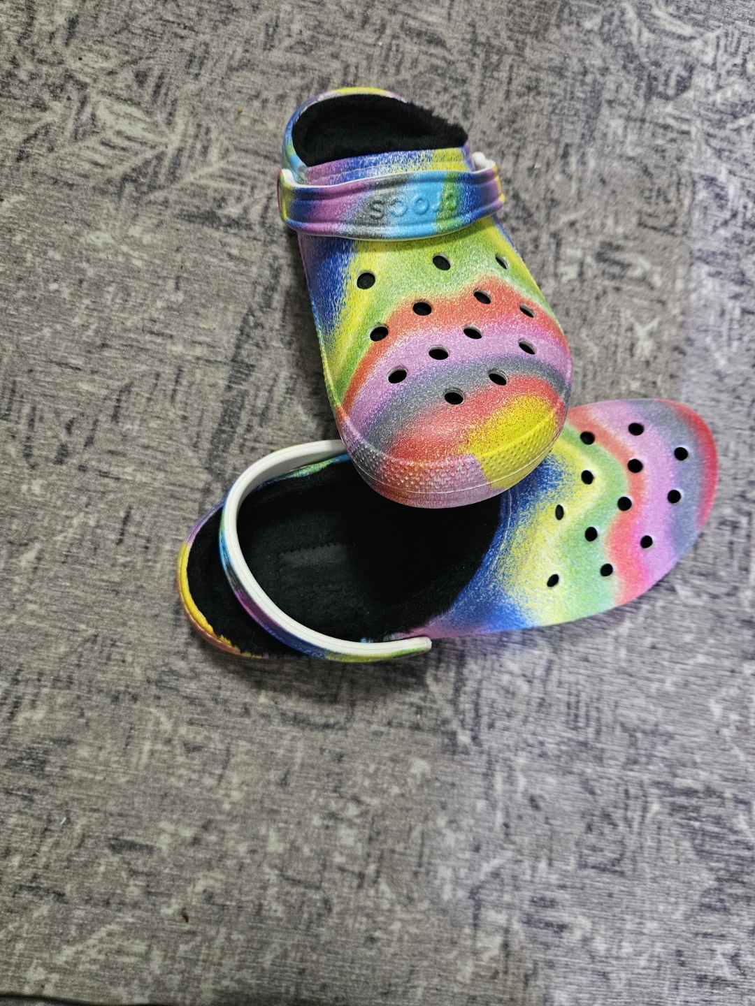 Crocs Lined Clogs Rainbow Tie Dye Size Kids 10