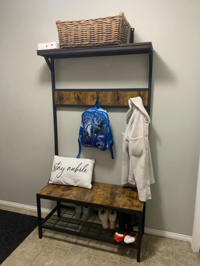 Entryway Hall Tree with Shoe Bench and Hooks