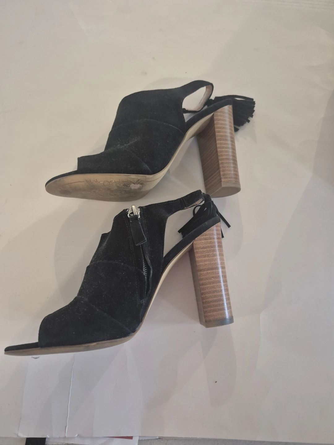 Halogen Black Suede Block Heel Open Toe Booties - photo 2