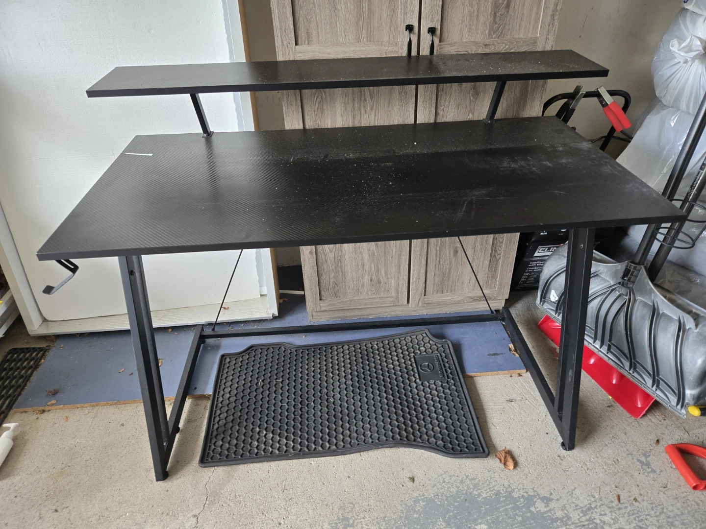 Black Gaming Desk with Monitor Shelf