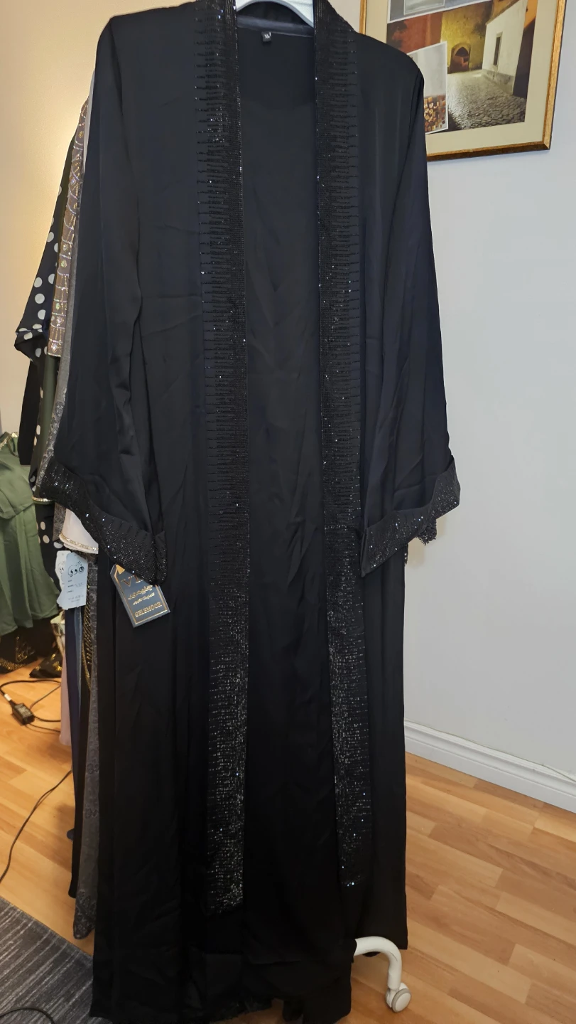 Black Abaya with Embellished Trim