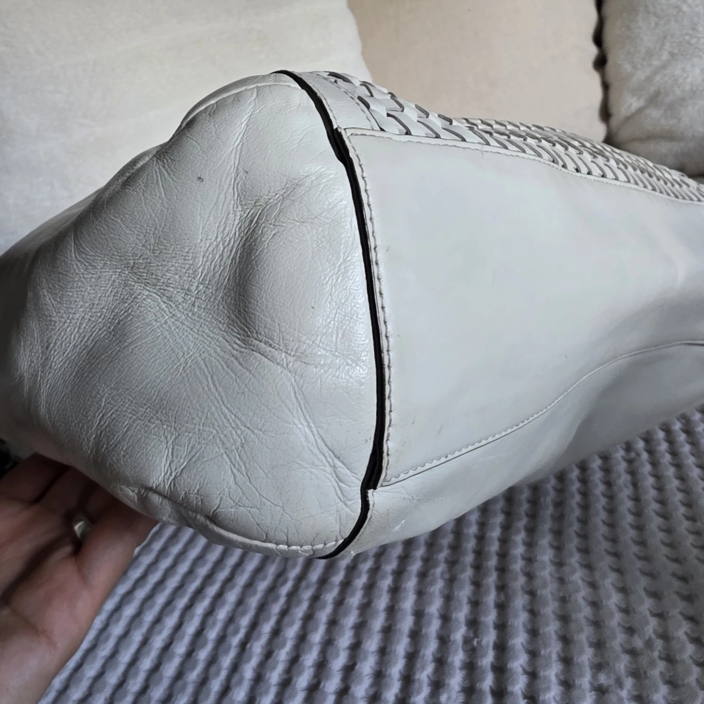 Vintage Coach Cream Leather Woven Hobo Bag - photo 4