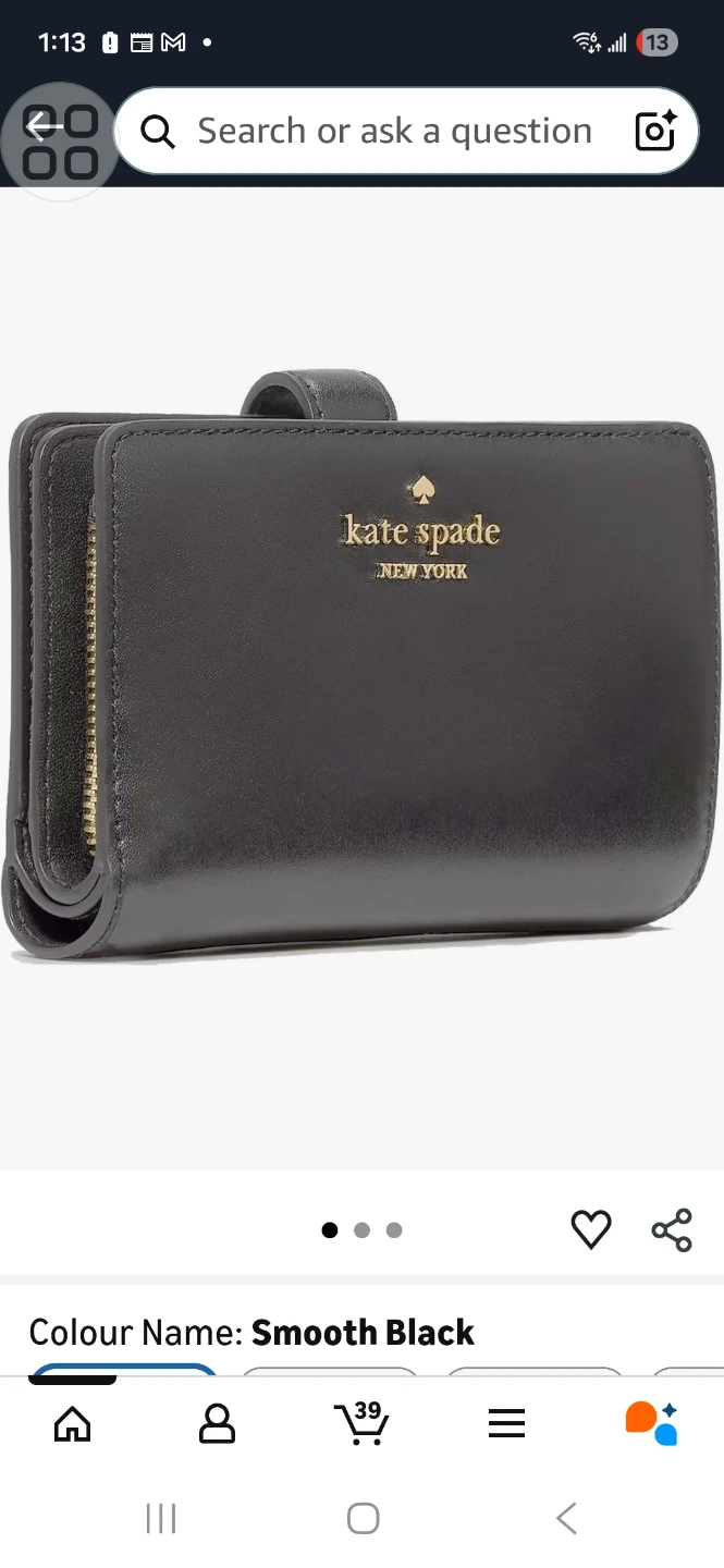 Kate Spade Madison Medium Bifold Wallet - Smooth Black