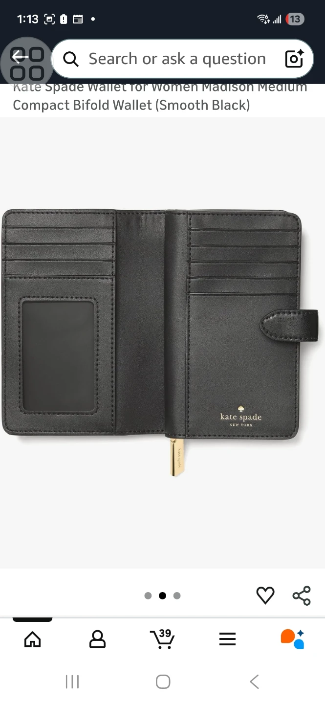 Kate Spade Madison Medium Bifold Wallet - Smooth Black - photo 3