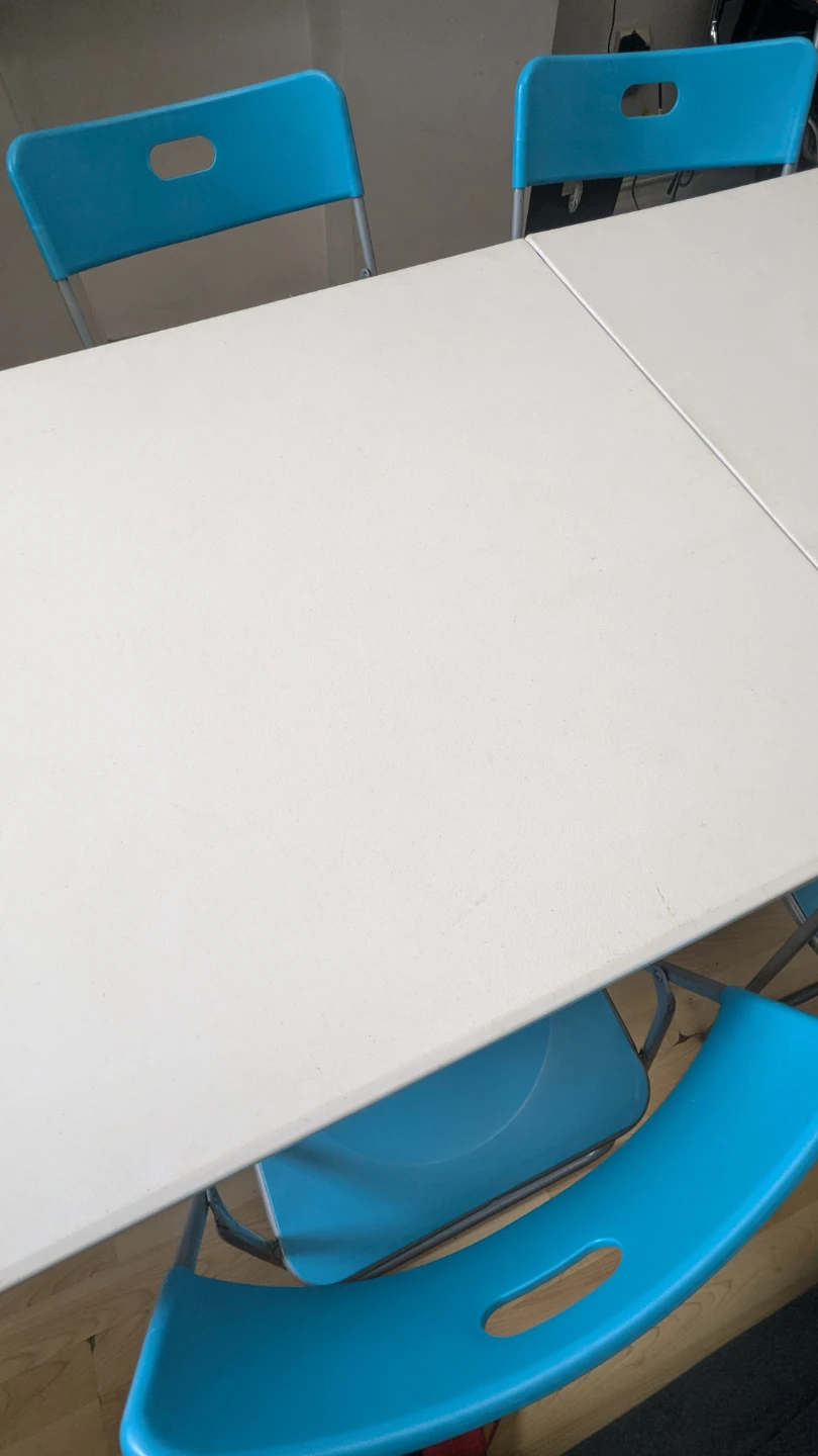 Cosco Folding Table 6ft. + 4 Ikea Blue Chairs - photo 2