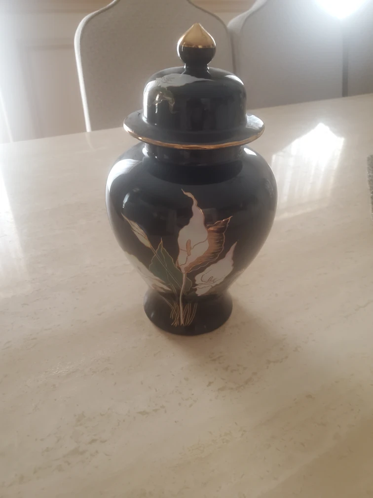 Black ceramic urn
