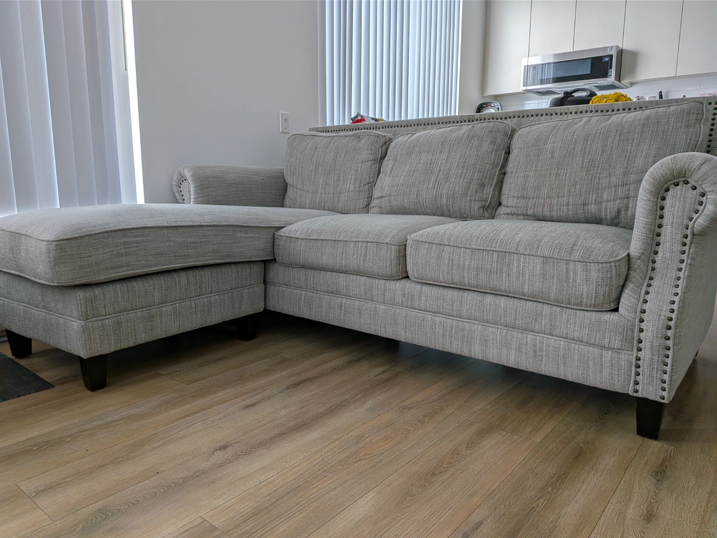Modern Light Grey Sectional Sofa with Chaise - photo 5