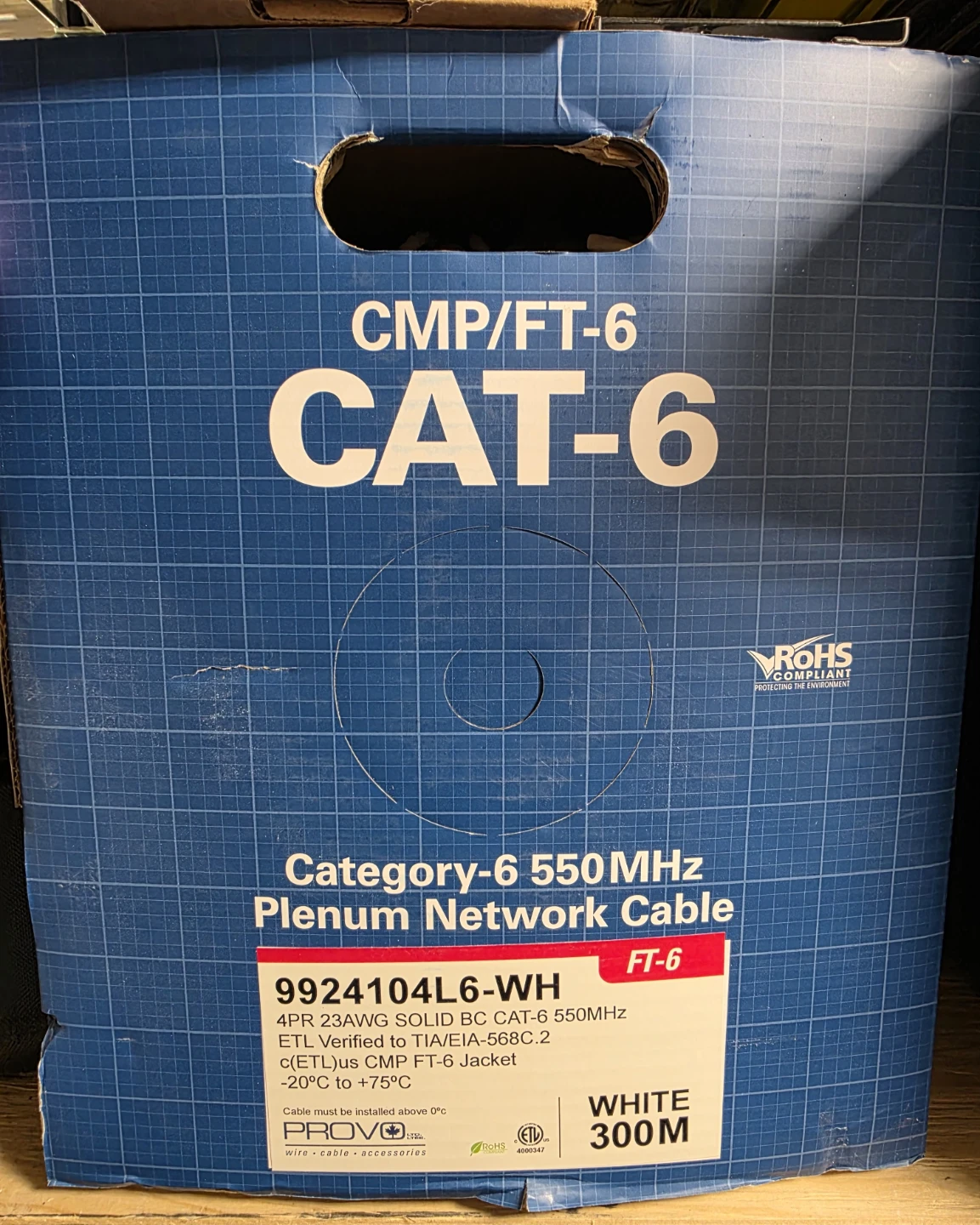 CAT-6 Plenum Network Cable - White or Blue 300M