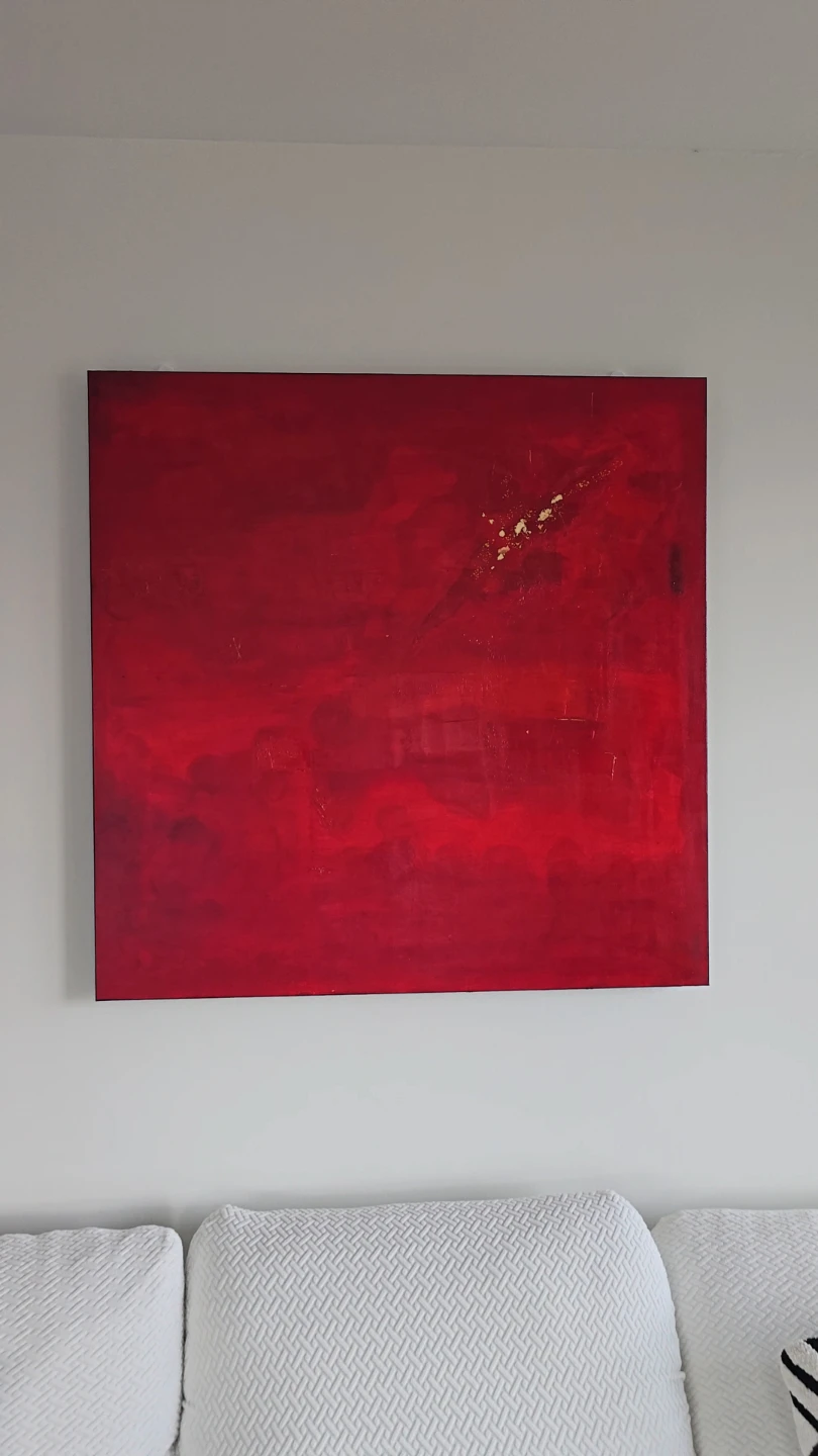 Large Abstract Red Painting 36*36inch - photo 2