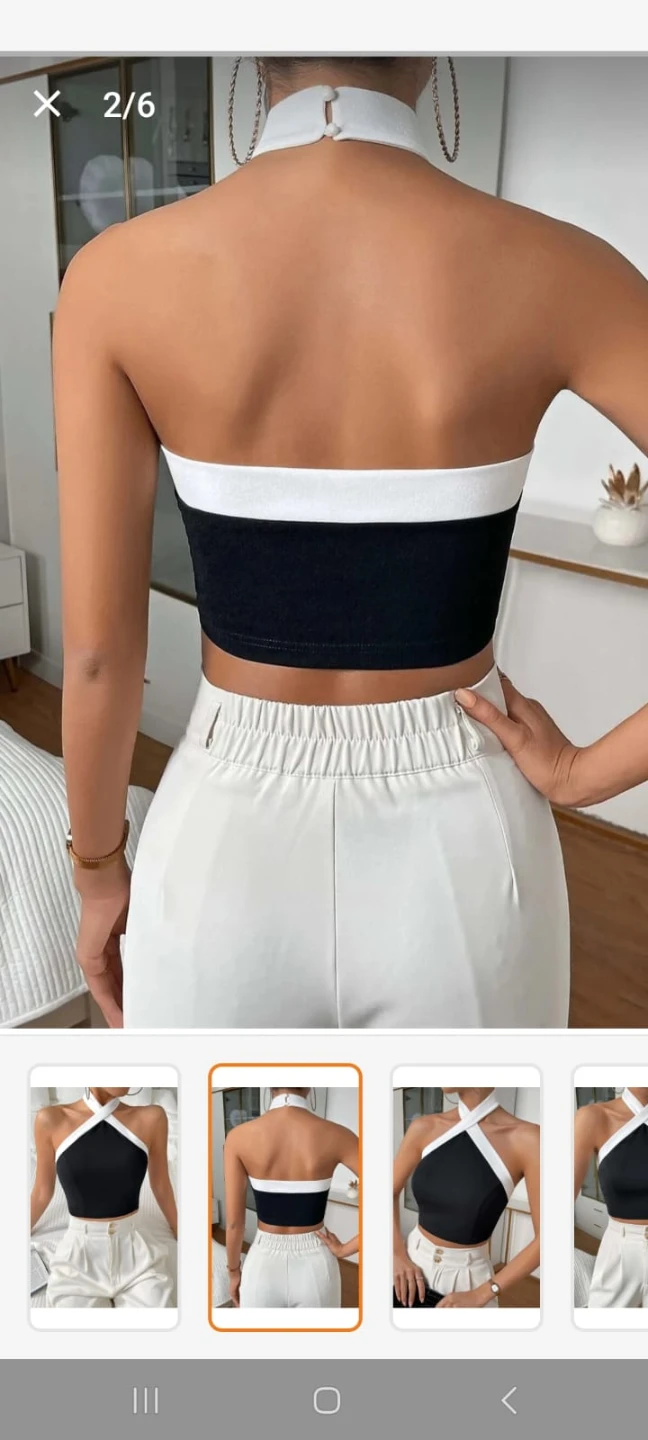 Black & White Halter Crop Top - photo 3