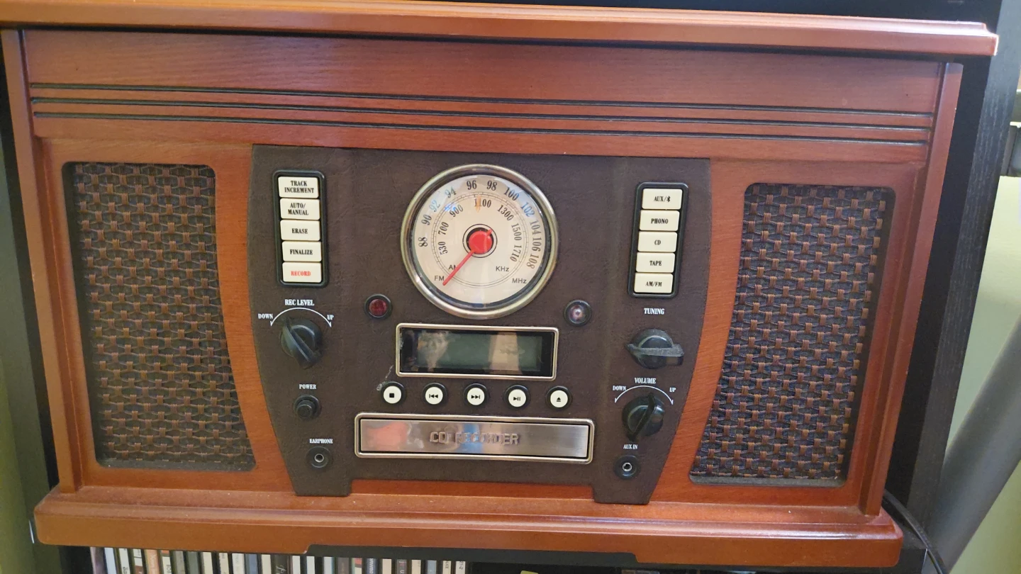 Nostalgic wooden record player console