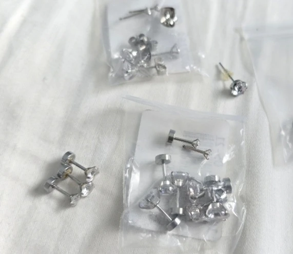 New Stainless Steel Ear Stud, Barbell Studs Earrings Round - photo 4