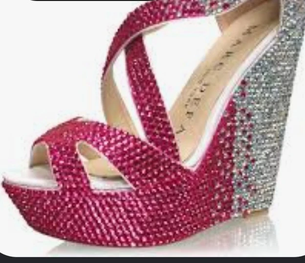 Marc Defang NY Ombre Crystal Wedge Heels - Size 37 (US sz 6.5/7)