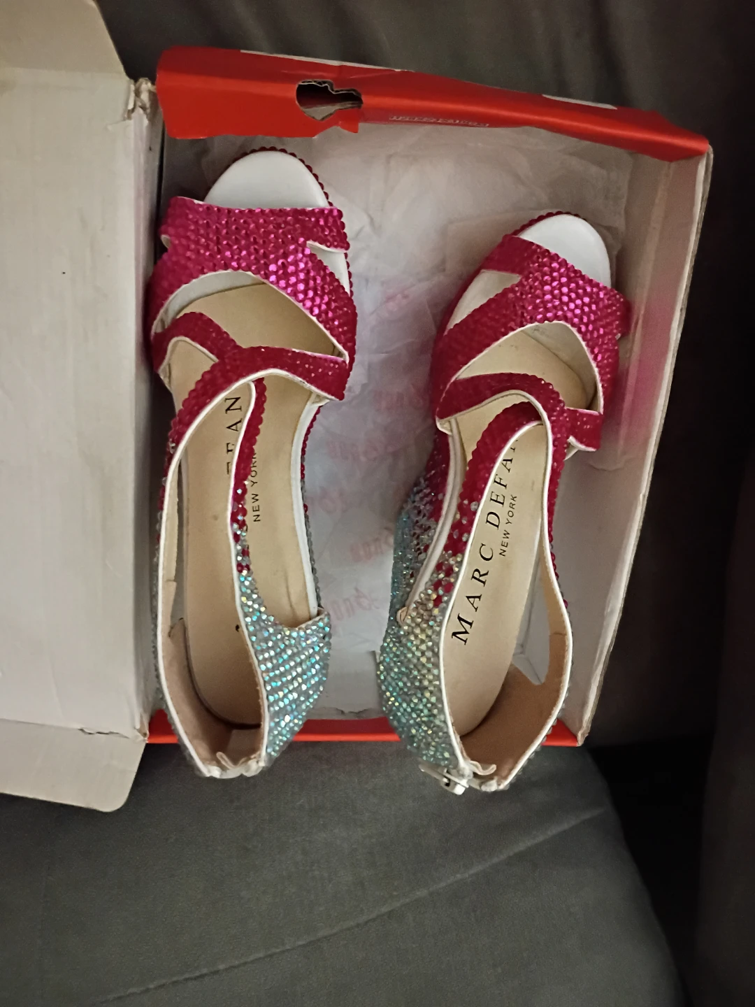 Marc Defang NY Ombre Crystal Wedge Heels - Size 37 (US sz 6.5/7) - photo 2