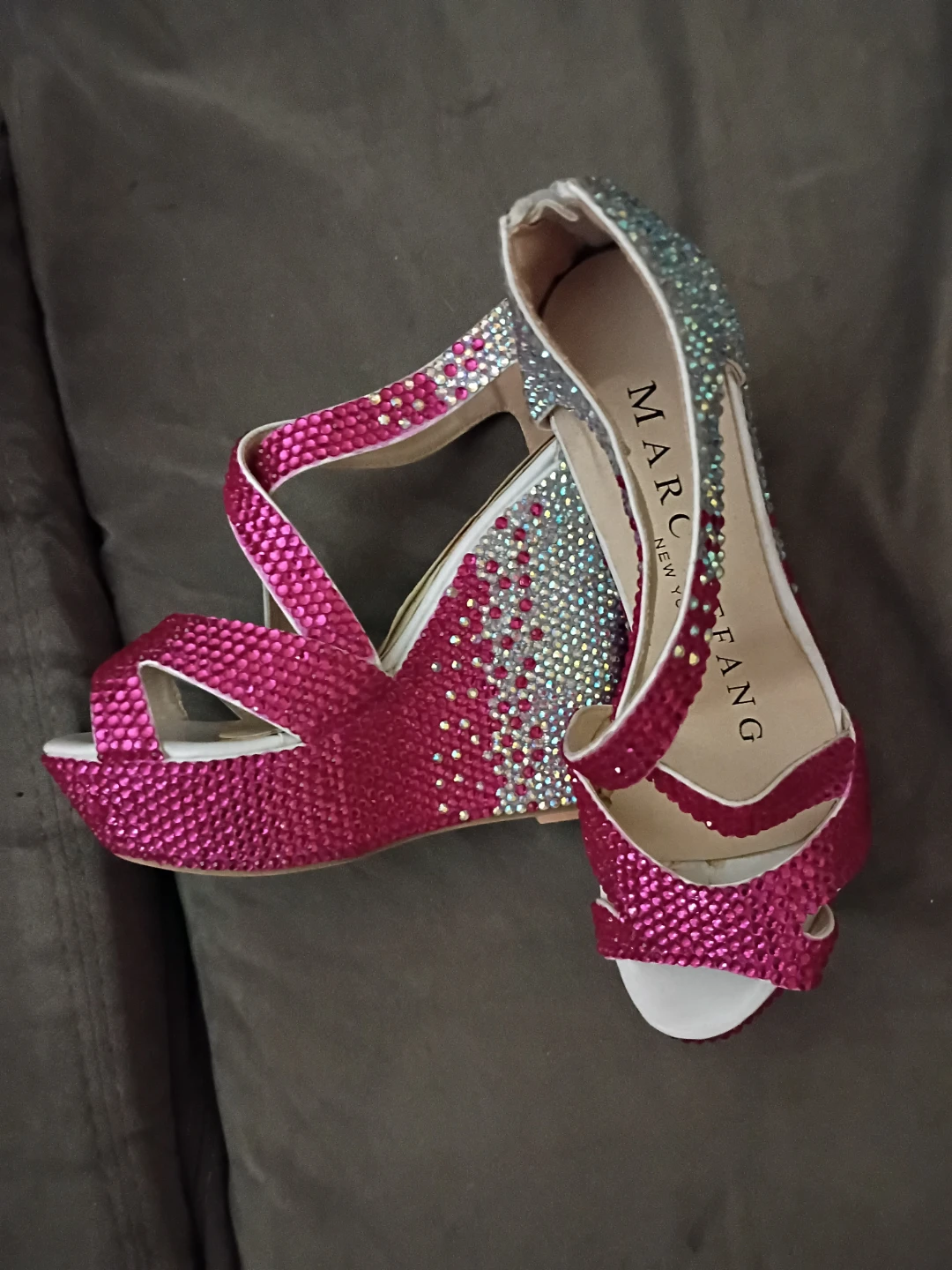 Marc Defang NY Ombre Crystal Wedge Heels - Size 37 (US sz 6.5/7) - photo 4