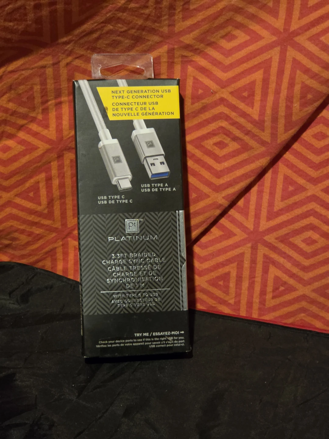 Platinum 3.3ft Braided USB-C to USB-A Charge Sync Cable